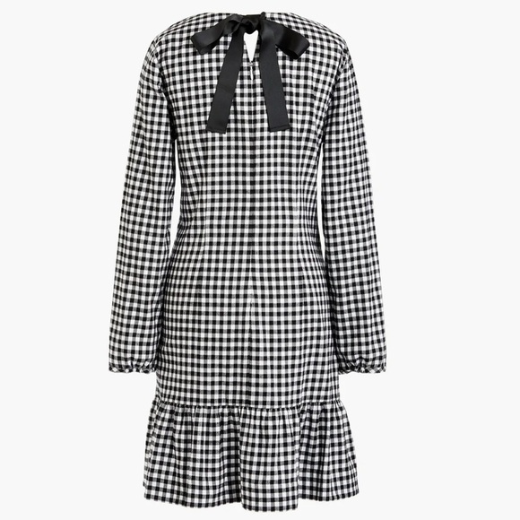 NWT J. Crew Factory Flannel Gingham Bow Back Ruffle Hem Dress - Picture 3 of 8